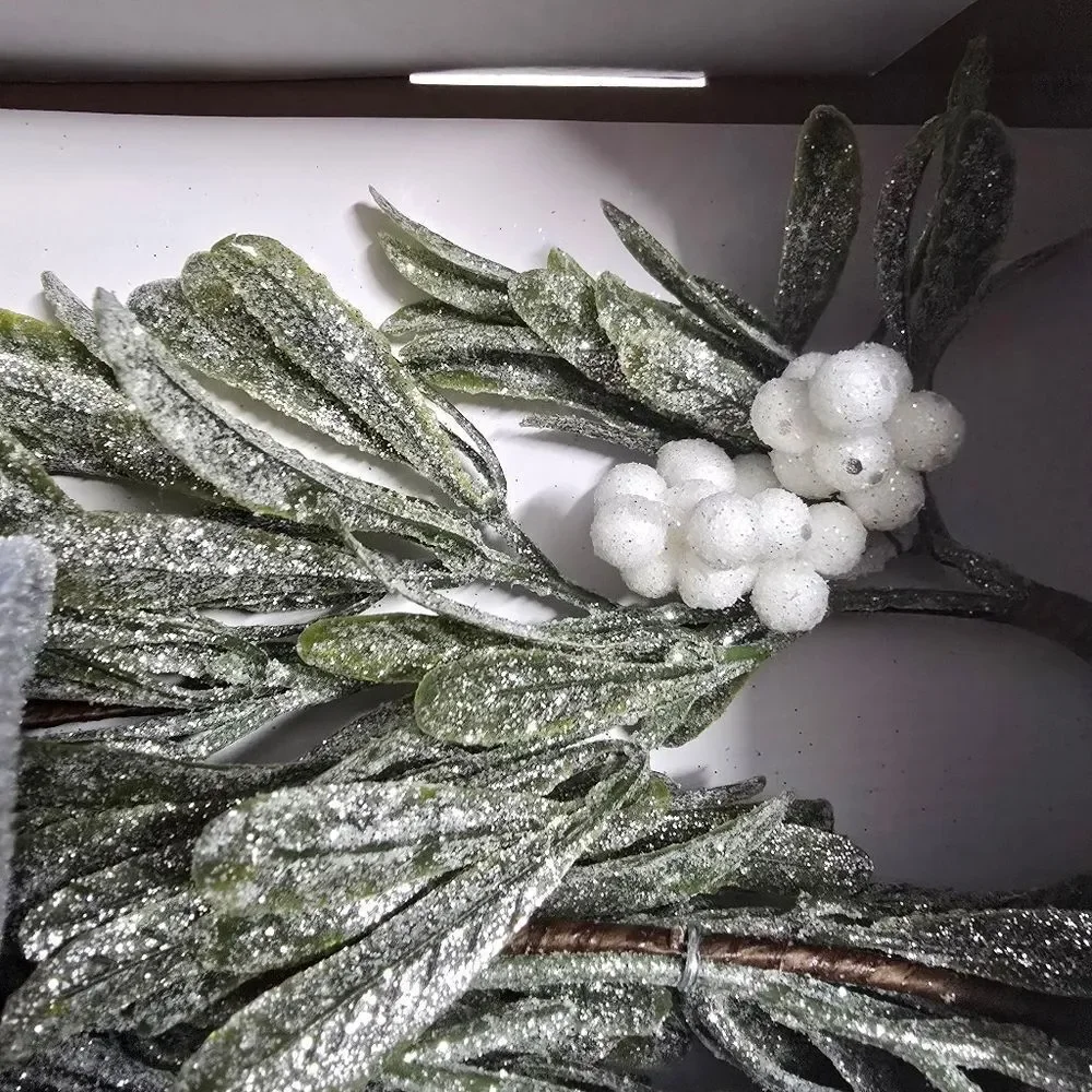 6 Ft Elegant Garland Featuring Blue Bows Greenery White Berries HOLIDAY WEDDING